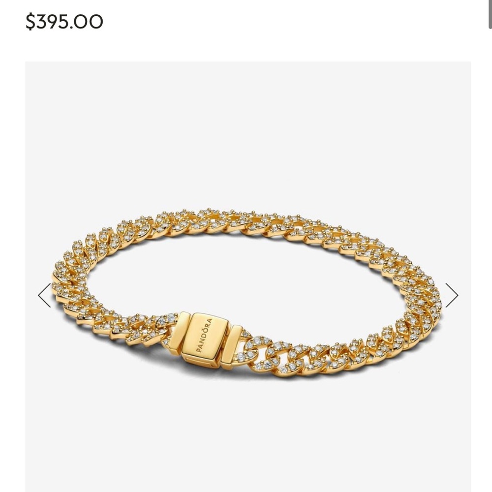 SOLDNEW Pandora Pavé Cuban Chain Bracelet gold BOX Sizes 6.3 small, 7.1 in/18 cm